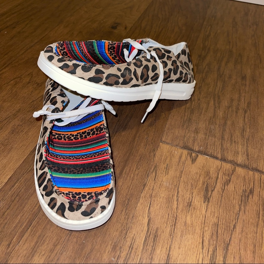 Cheetah and Aztec print hey dudes dupes. Never worn size 8.5